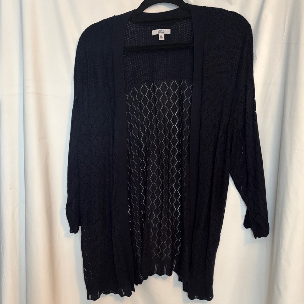 Croft & Barrow Navy Blue Open-Front Cardigan 3/4 sleeve size XXL